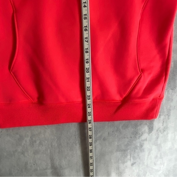 Under Armour Cold Gear Pullover Hoodie Semi Fitted Sz Large Orange with Pocket - Picture 12 of 13